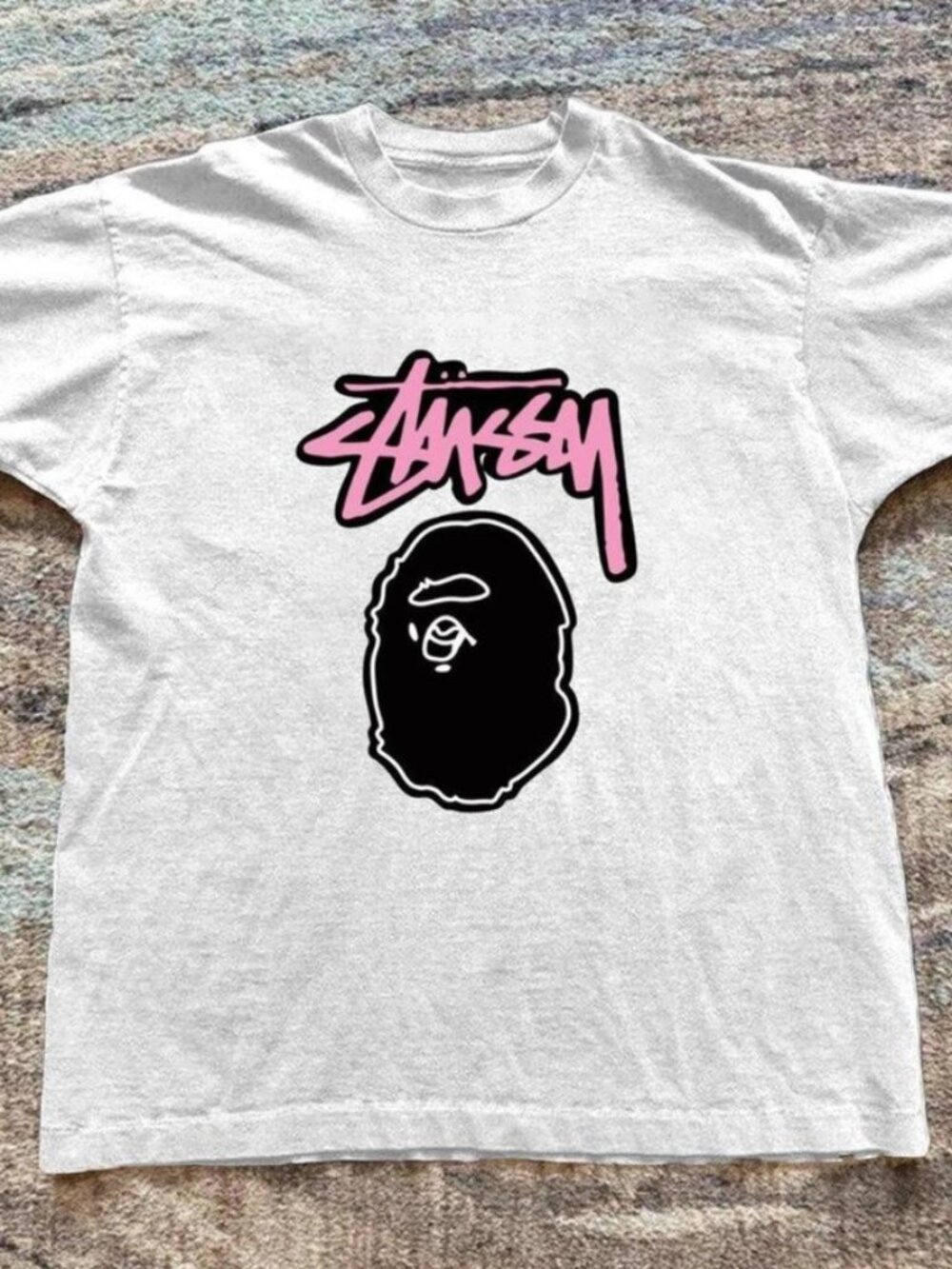 Stussy x BAPE white graphic t-shirt